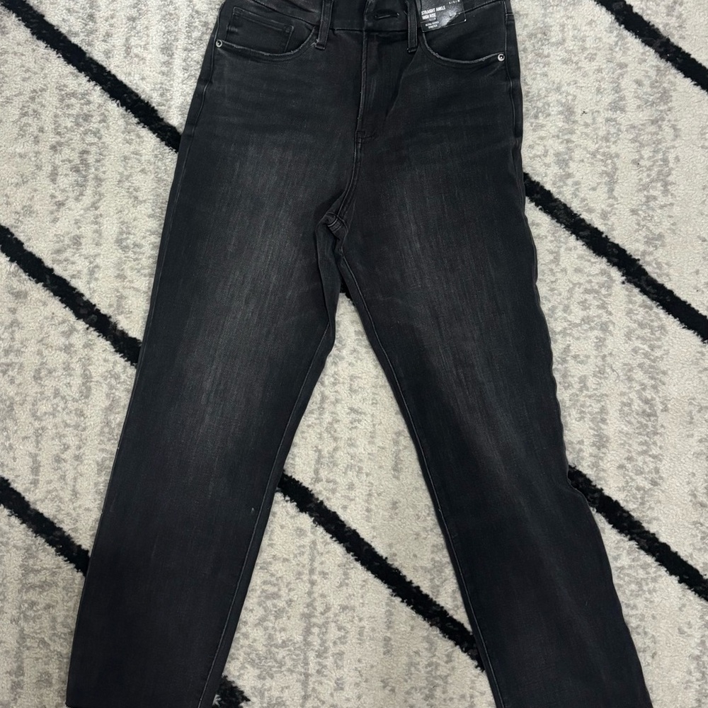 Express Women's Dark Gray Straight Leg Jeans